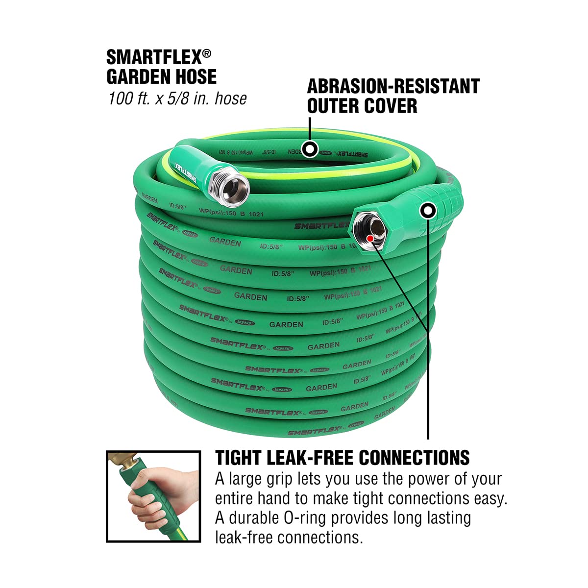 Garden Hose SmartFlex, 5/8 in. x 100 ft., Hybrid, Green - HSFG5100GR