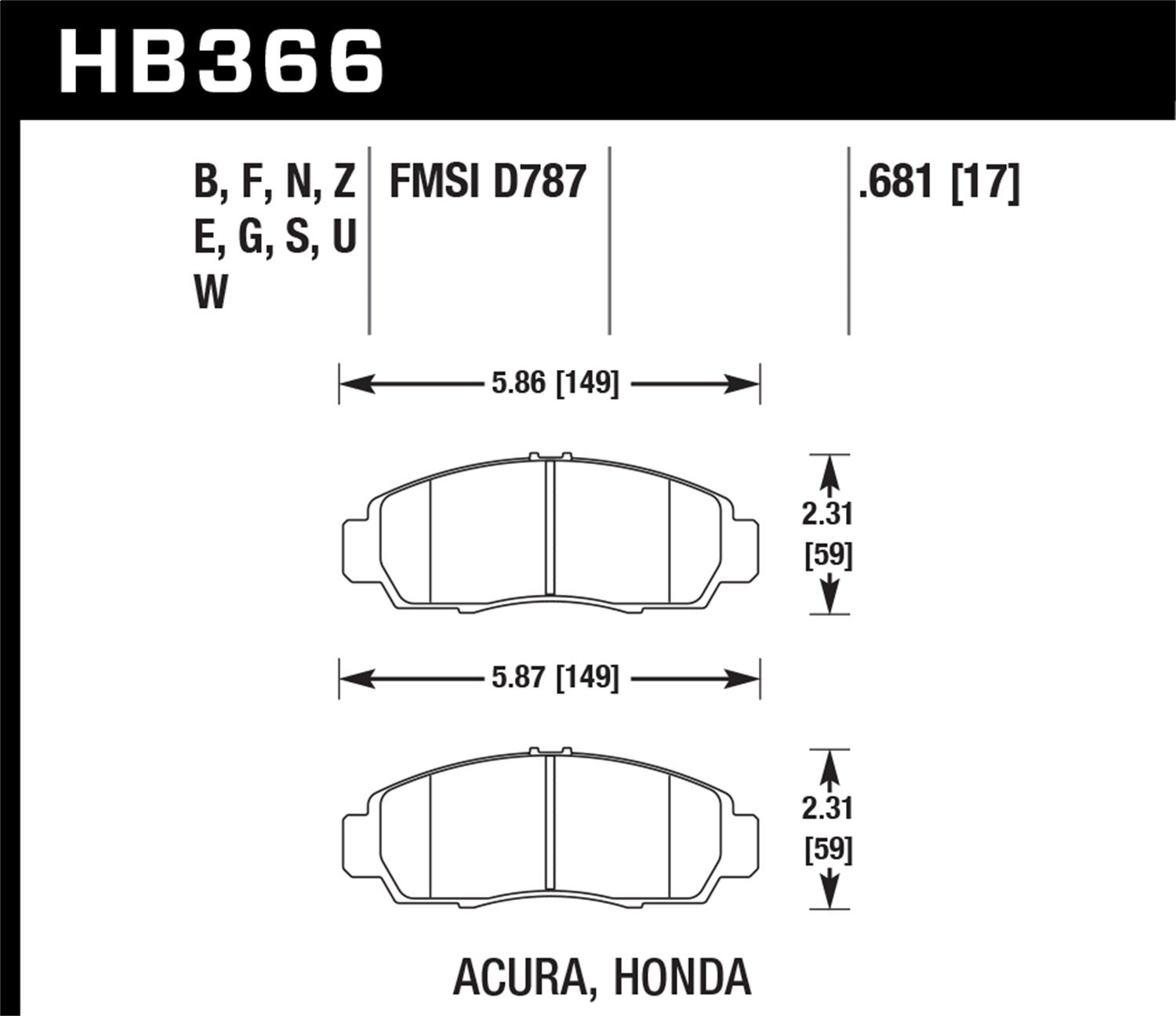Hawk Performance Blue HB366E.681 9012 Motorsport Brake Pads