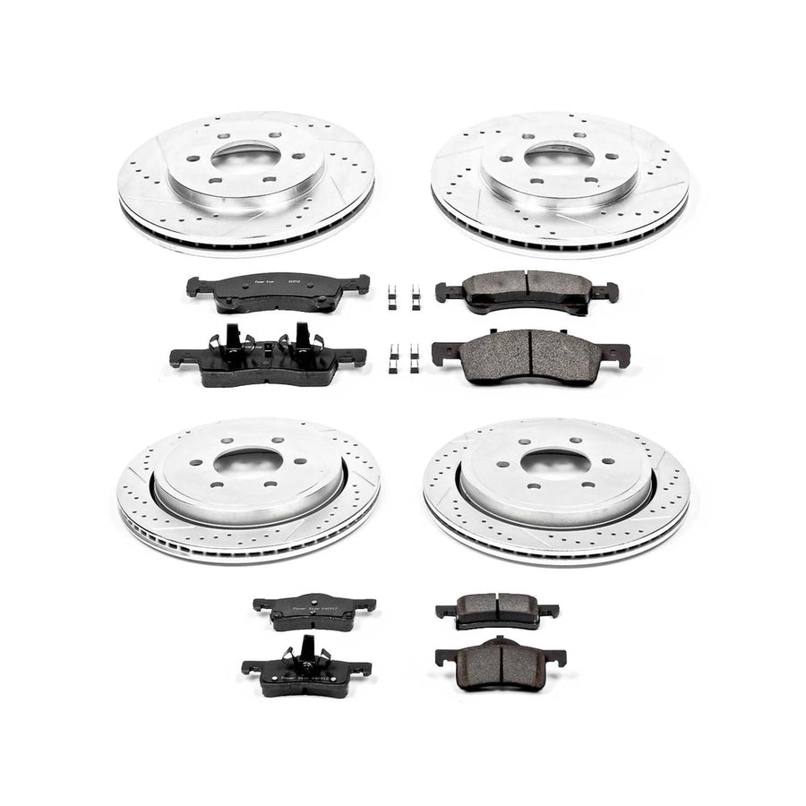 Power Stop K1934 Z23 Carbon Fiber Brake Pads Front and Rear with Drilled & Slotted Brake Rotors Kit For Ford Expedition 2002-2006, Lincoln Navigator 2003-2006 [Model Specific]