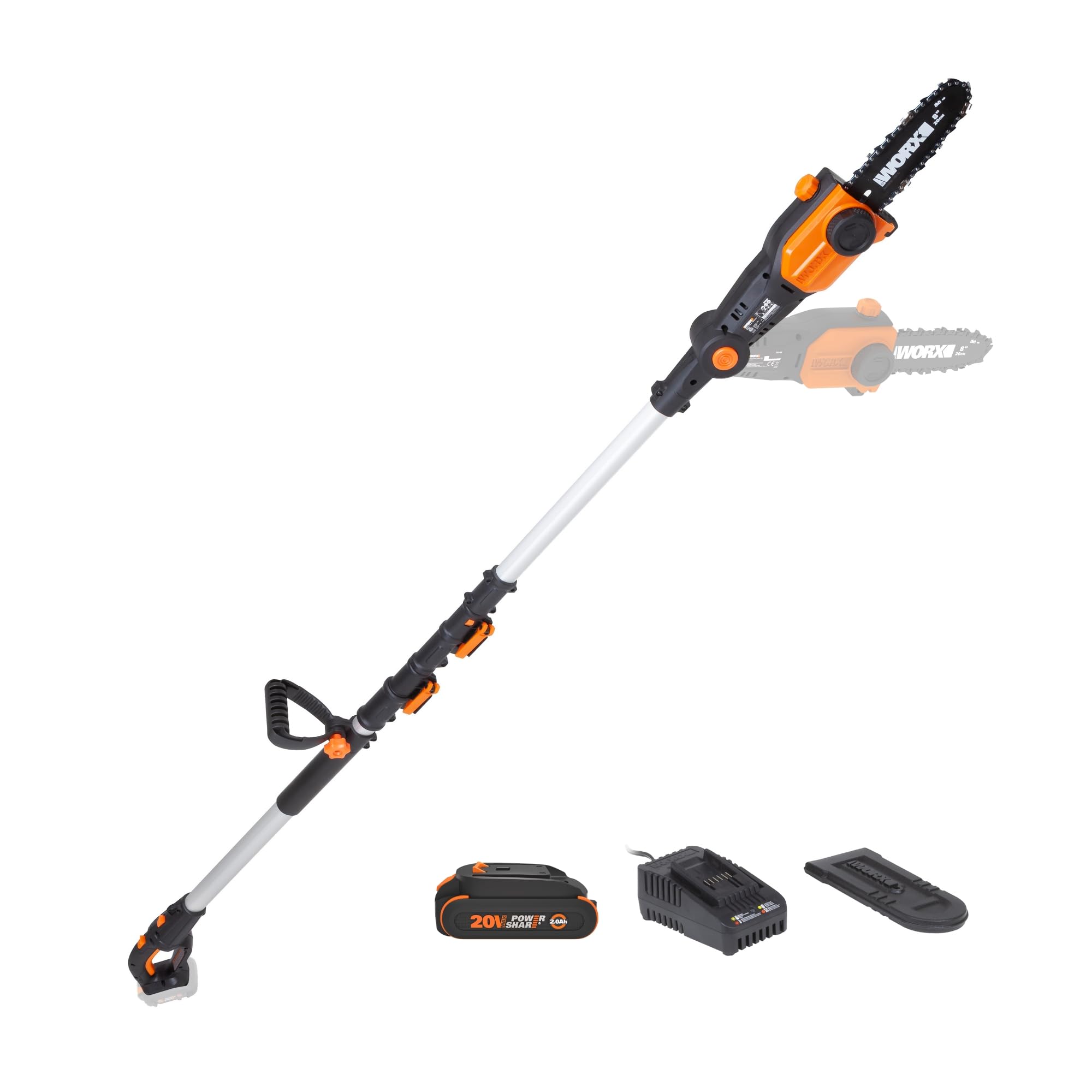 20V Worx Nitro 8 '' cordless pole chainsaw 2.0 Ah battery and charger included WG349