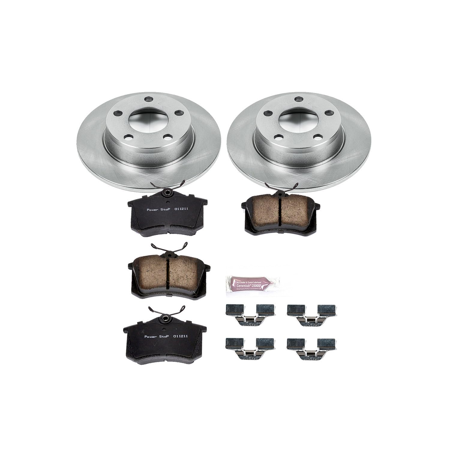 POWERSTOP Autospecialty KOE941 Rear Replacement Brake Kit-OE Brake Rotors & Ceramic Brake Pads For Audi A6 Quattro 1998-2004 [Model Specific]