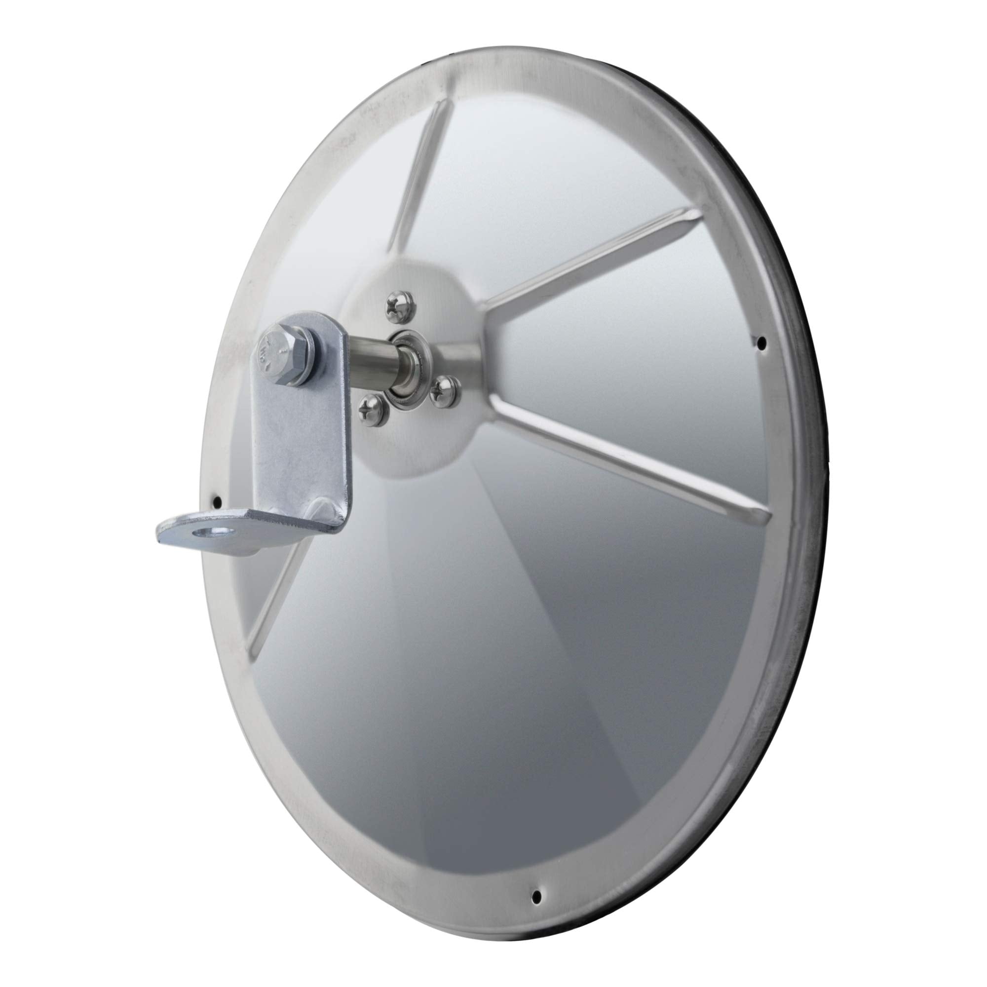 8-Inch Stainless Steel Retrac Offset-Mount Convex Mirror Head with J-Bracket, Universal Driver or Passenger Side