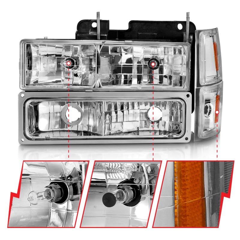 88-98 Chevrolet C1500 Anzo USA Crystal Headlights Chrome w/Signal and Side Marker Lights (111506)