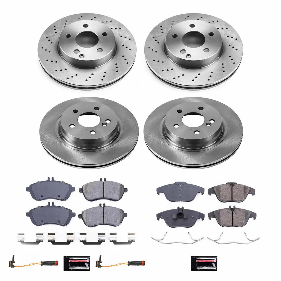 Power Stop KOE8439 Front and Rear Replacement Brake Kit-OE Brake Rotors & Ceramic Brake Pads For Mercedes-Benz C250 2012-2015 [Model Specific]