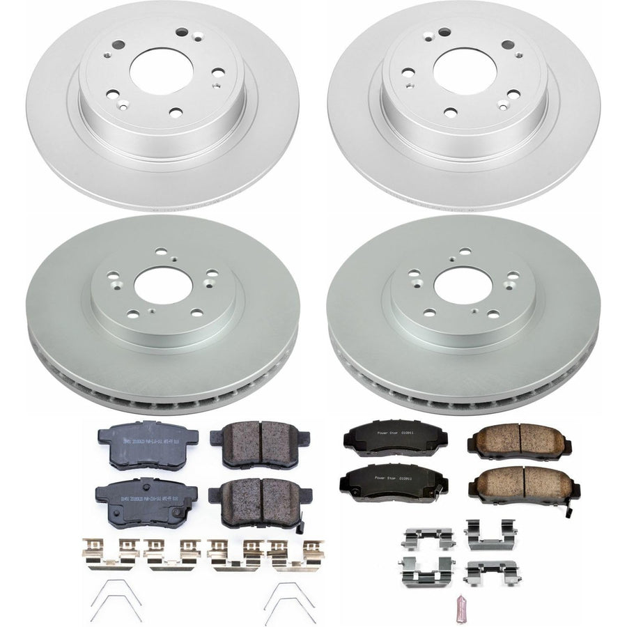 Power Stop CRK5935 Brake Rotor & Coated Ceramic Brake Pads- front & rear For Honda Accord 2011 [Model Specific]