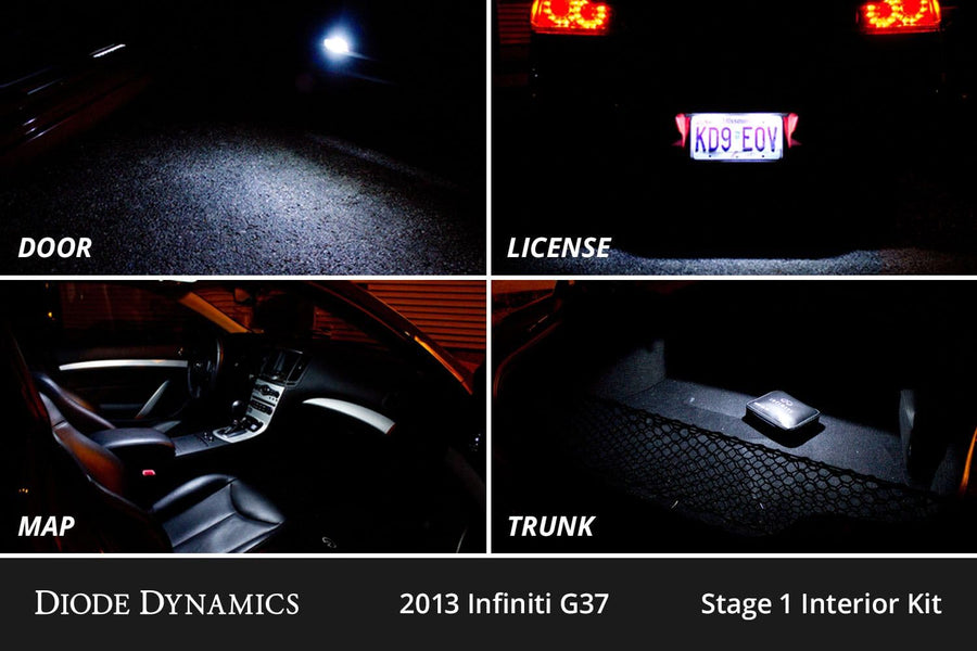 Interior LED Kit Diode Dynamics for 2008-2015 Infiniti G37 Coupe/Convertible, Cool White Stage 1