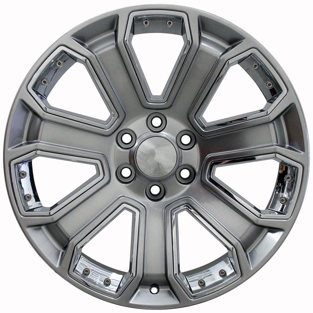 22" Replica Wheel Cv93B OE Wheels Fits Chevy Silverado 22X9 Hyper Black With Chrome Insert Wheel