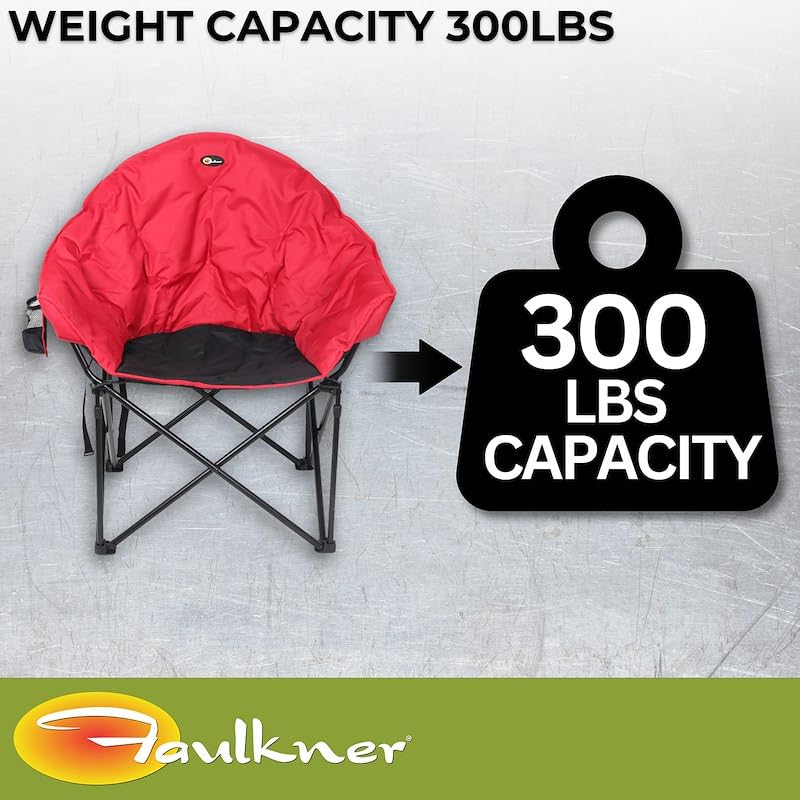 Big Dog Faulkner 49579H Bucket Chair Burgundy Black Camouflage Foldable Camping Chair with Padded Seat and Backrest Cup Holder and Carry Bag 300 lb Capacity Steel Frame