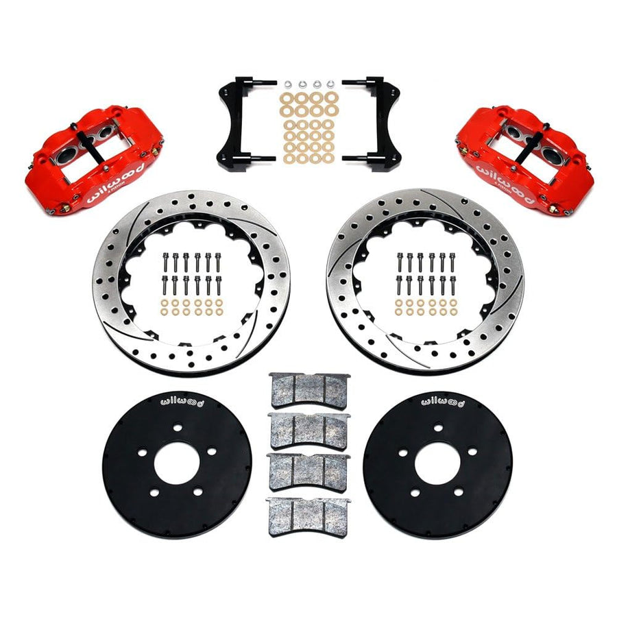 140-9107-DR WILWOOD FNSL6R Front Hat Kit,12.88", Drill, Red 1994-2004 Mustang