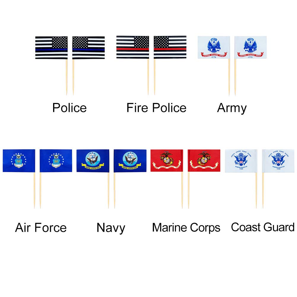 100pcs/Set szlsl88 Toothpick Flag Parade Decor Party Stick Fruit American Police Home Garden Office Mini Portable Fade Resistant Bar Paper (Army)