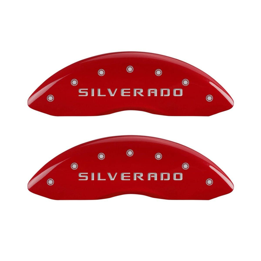 Silverado MGP Caliper Covers 14048SSILRD Red Caliper Covers - Engraved Front & Rear44; Set of 4
