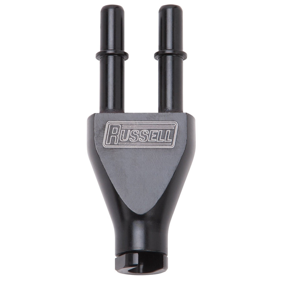 ADAPTER Y-BLOCK 2X 3/8" SAE QUICK DISCONNECT FEMALE TO 3/8" SAE QD MALE BLK ANODIZED