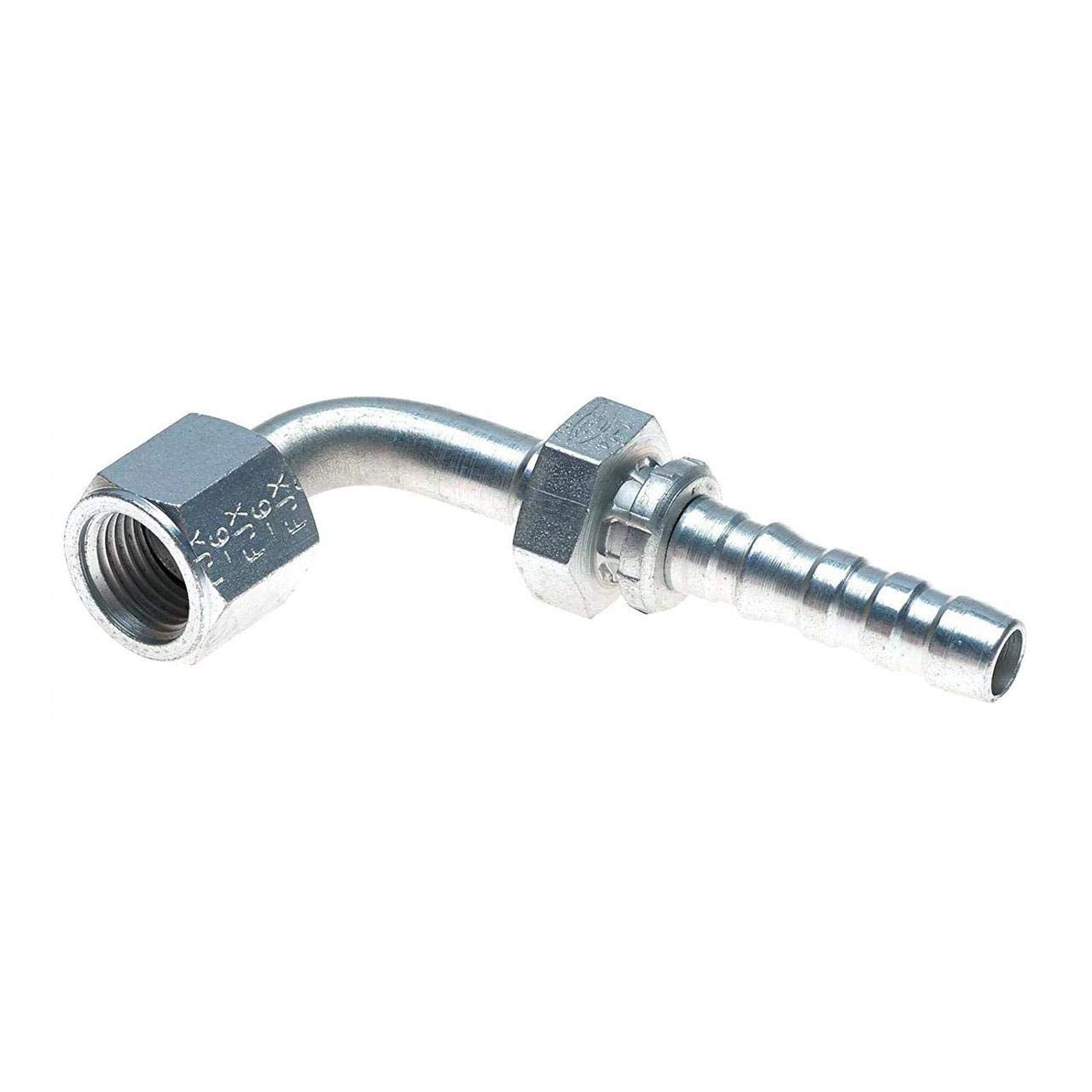 GlobalSpiral Couplings Gates 20GS-20FJX90M, Female JIC 37° Flare Swivel, Zinc Plated Carbon Steel, 6.85", 90° Bent Tube, 1 1/4" ID