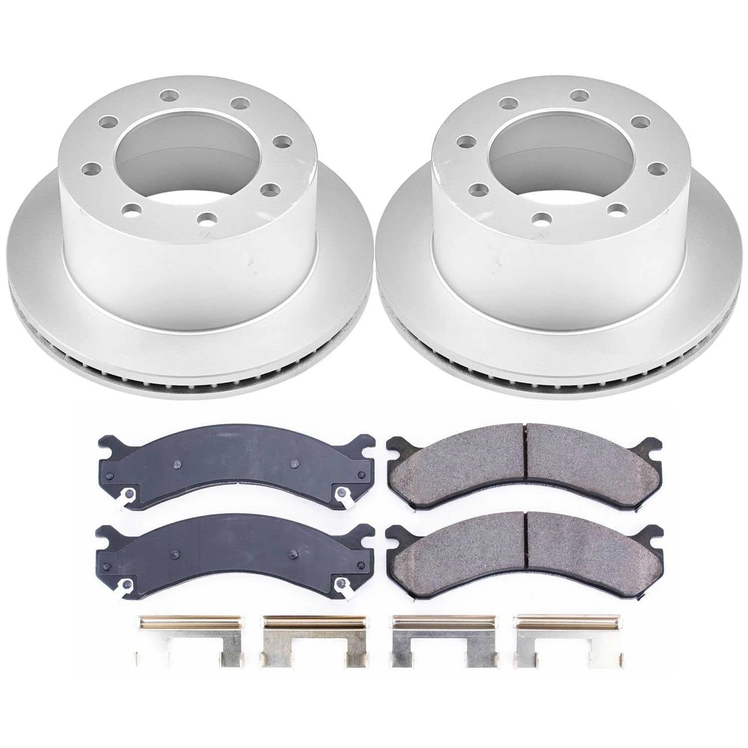 Power Stop CRK5337 Brake Rotor Coated & Ceramic Brake Pads- rear For Silverado 3500, Silverado 3500 Clas, Silverado 3500 HD, GMC Sierra 3500, GMC Sierra 3500 Clas, GMC Sierra 3500 HD [Model Specific]