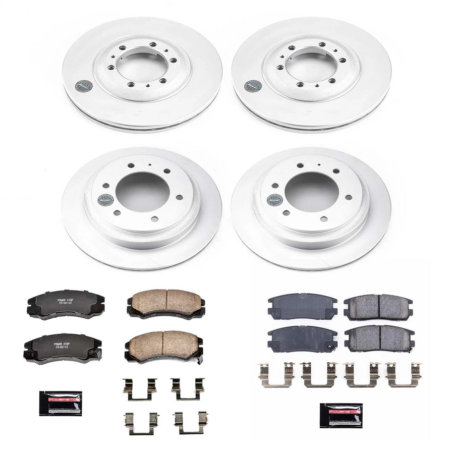 Power Stop CRK4309 Coated Brake Rotors and Z17 Front and Rear Brake Pads Kit For Acura SLX, Passport, Amigo, Rodeo, Rodeo Sp, Trooper, VehiCROSS [Model Specific]