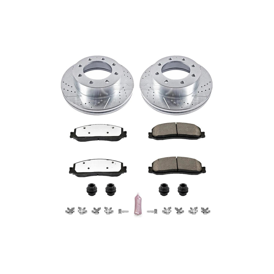 Power Stop Front Z36 Truck & Tow Brake Kit K6545-36, Carbon Fiber Ceramic Brake Pads and Drilled/Slotted Brake Rotors