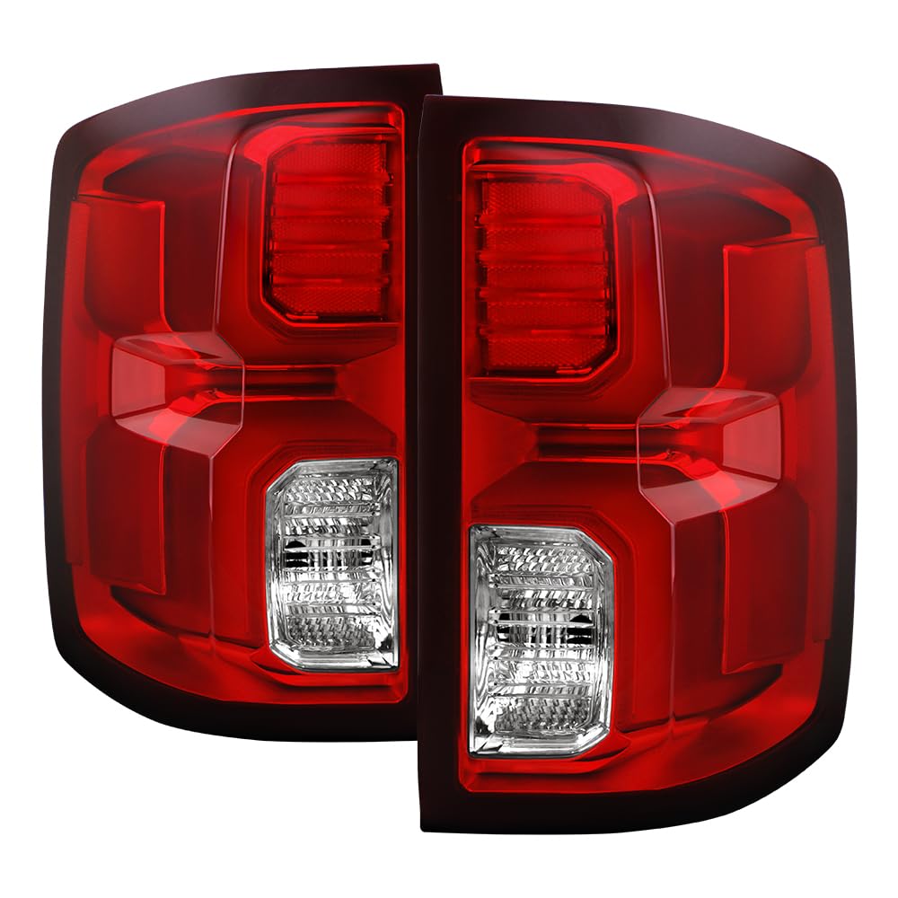 Chevy Silverado 1500 16-18 OE Plus (Fit Halogen Model) LED Tail Lights - Red/Clear Spyder