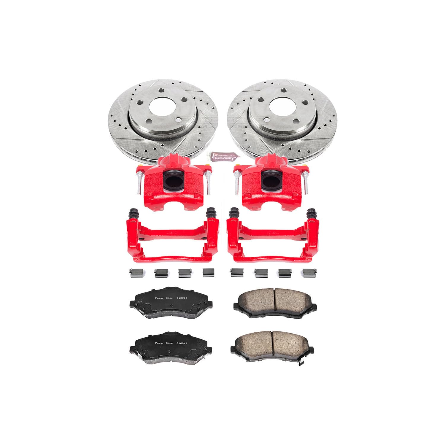 Power Stop Z23 Evolution Sport Brake Kit with Brake Pads, Powder Coated Calipers Drilled and Slotted Rotors For 2007 2008 2009 2010 2011 2012 2013 2014 Jeep Wrangler