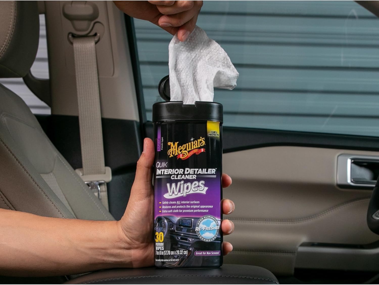 Meguiar's Quik Wipes Interior Detailer, Cleans, Protects & Refreshes All Car Surfaces, 30 Ct, 3 Pack