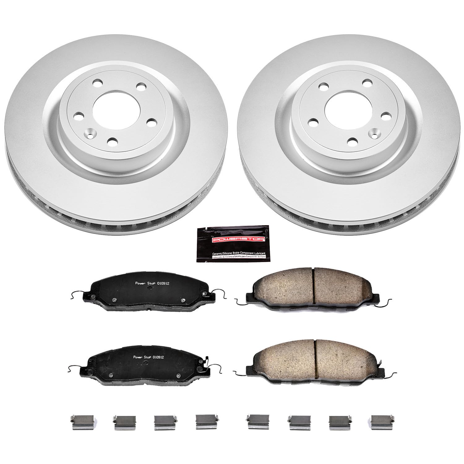 Power Stop Coated Brake Rotor CRK5944 & Ceramic Brake Pads- front For Ford Mustang 2011-2014 [Model Specific]