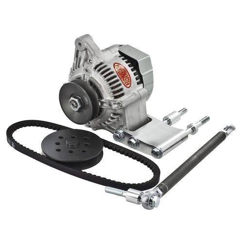 Alternator Kit Powermaster High Mount Off WP [SBC] 1V w/8102-1 (Offset Right MTG) 65A Alt