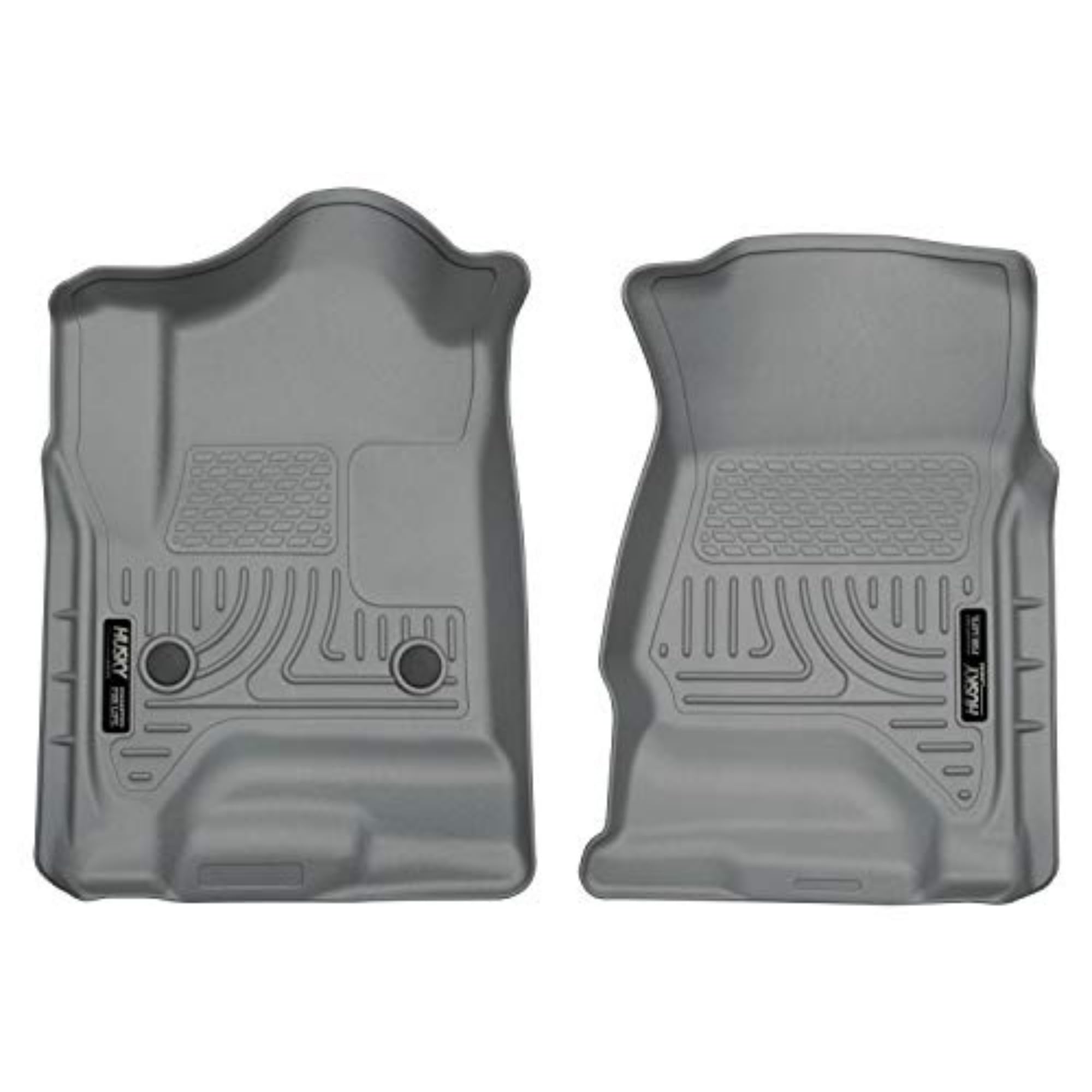 Weatherbeater Husky Liners Floor Mats | Fits Various 2014-2020 Chevrolet Silverado, GMC Sierra, Cadillac Escalade & ESV, Yukon & XL, Suburban, Tahoe (See Description) | Front Row, 2-pc Grey - 18232