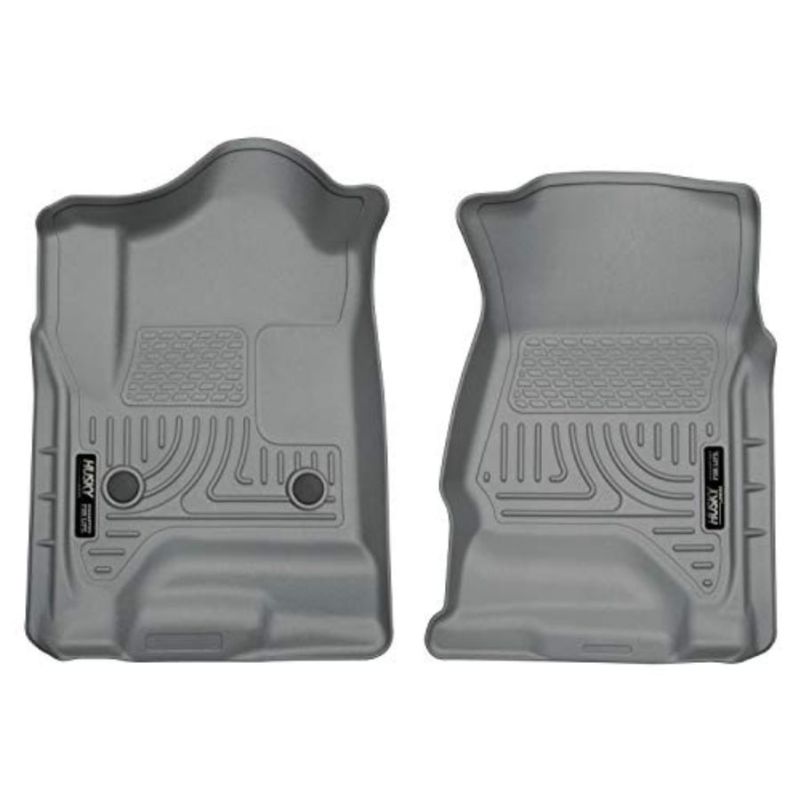 Weatherbeater Husky Liners Floor Mats | Fits Various 2014-2020 Chevrolet Silverado, GMC Sierra, Cadillac Escalade & ESV, Yukon & XL, Suburban, Tahoe (See Description) | Front Row, 2-pc Grey - 18232