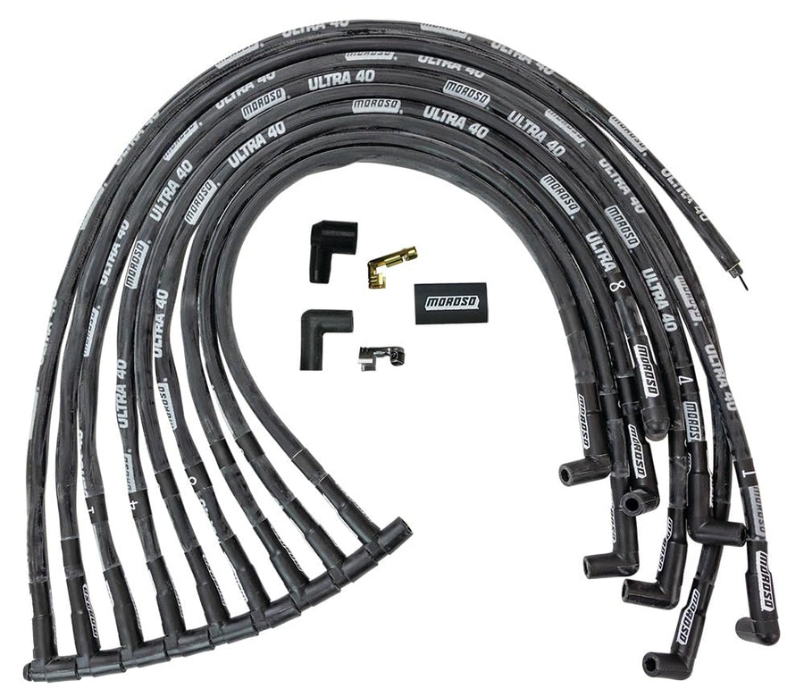 Moroso ULTRA WIRE SET, 40, SLEEVED, BBC, BLACK 73820