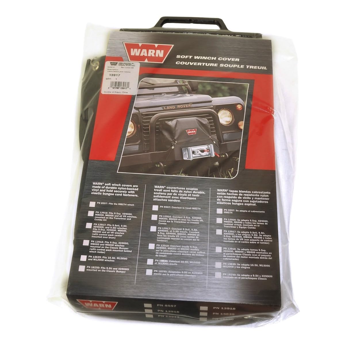 Soft Winch Cover WARN 13917 with Bungee Cord Fasteners for 9.5ti and XD9000i Winches , Black