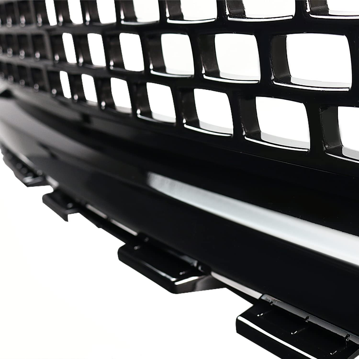 Denali Style Spec-D Tuning Polished Black Front Bumper Mesh Hood Grille Compatible with 2014-2015 GMC Sierra 1500
