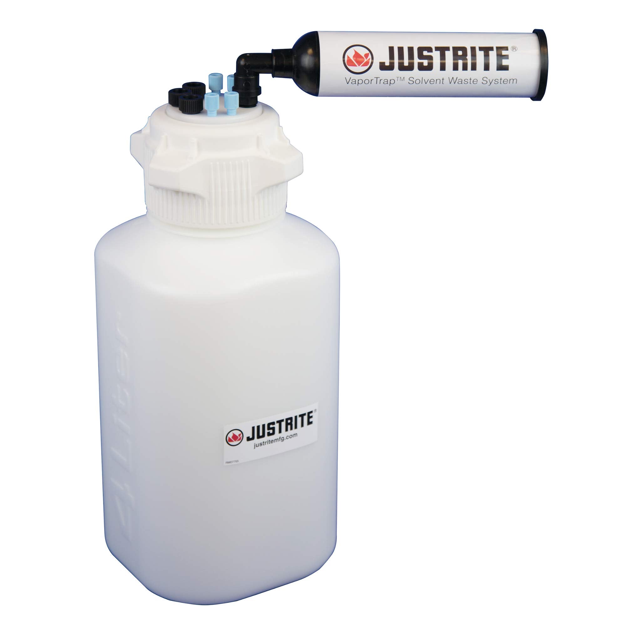 VaporTrap Justrite 12810 Carboy with Filter Kit, 83mm, 4L, 7 Ports