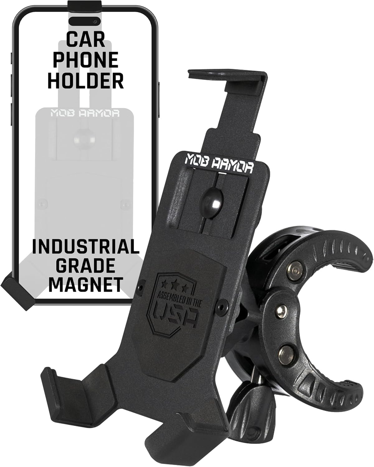 Mob Armor Claw Mount Mob with 360° Rotation - Universal Phone Mounting Clamp for Motorcycle, Jeep, Dirt Bike, Car, ATV, Boat, Truck, Emergency Vehicle - Large, Black