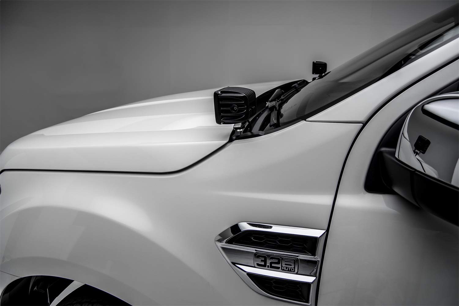 ZROADZ LED Kit Ditch Hood Hinge - Compatible w/ 2015-2018 Ford Ranger T6 - Incl. (2) 3 Inch LED Pod Lights - Mild Steel Gloss Black Finish - Bolt-On Easy Installation - PN #Z365761-KIT2