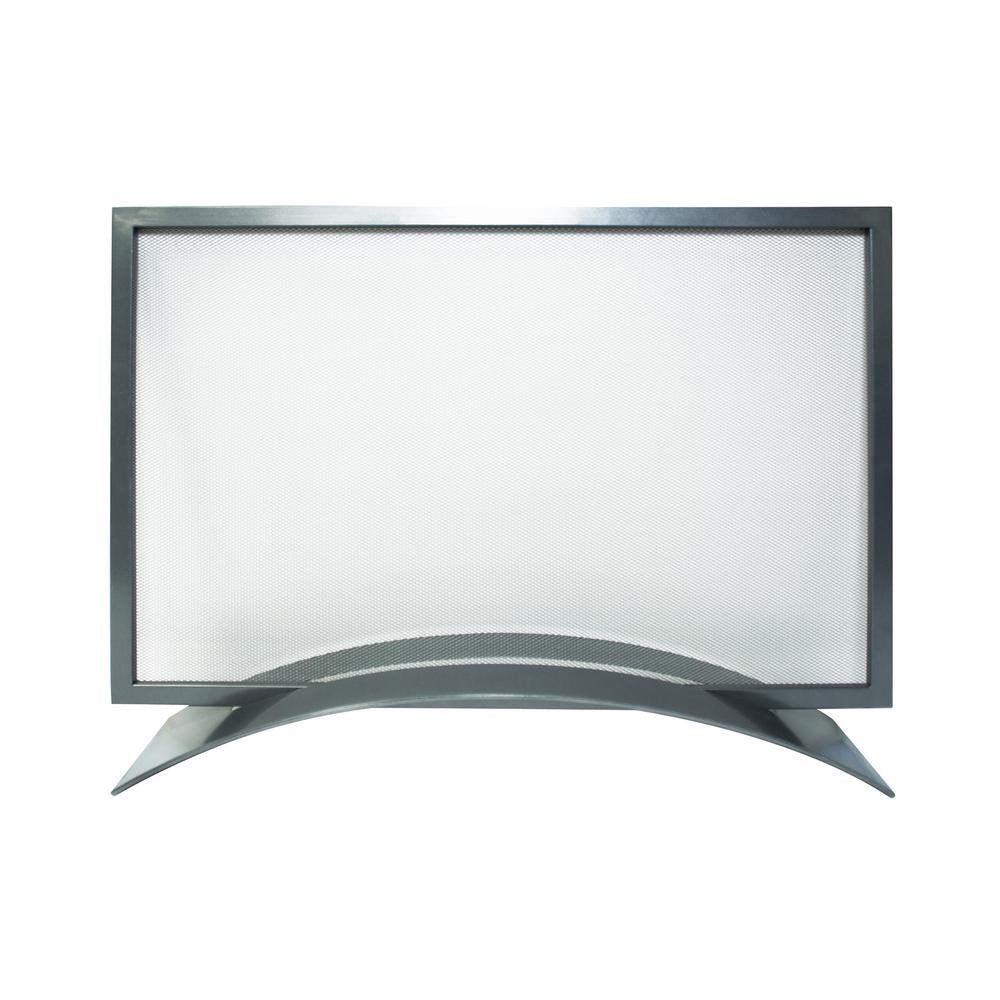 Orion Pleasant Hearth Gun Metal Gray Steel 1-Panel Fireplace Screen