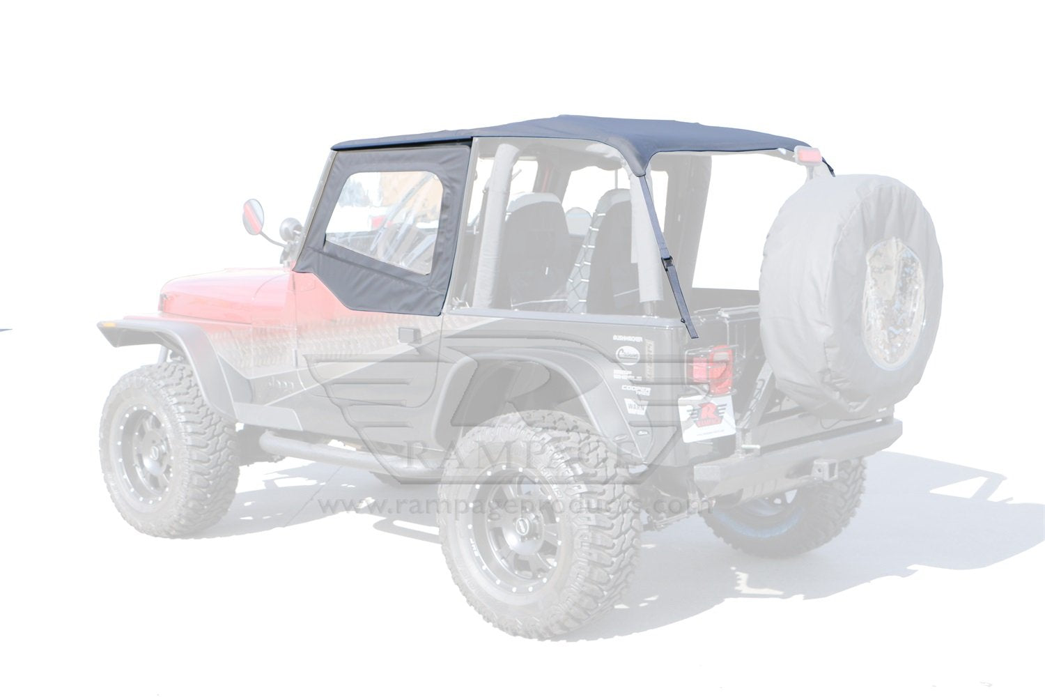 Factory Replacement Soft Top for Jeep Wrangler YJ RAMPAGE PRODUCTS | Tinted Windows, Door Skins, Vinyl, Black Diamond | 109435 | Fits 1992-1995 Jeep Wrangler YJ