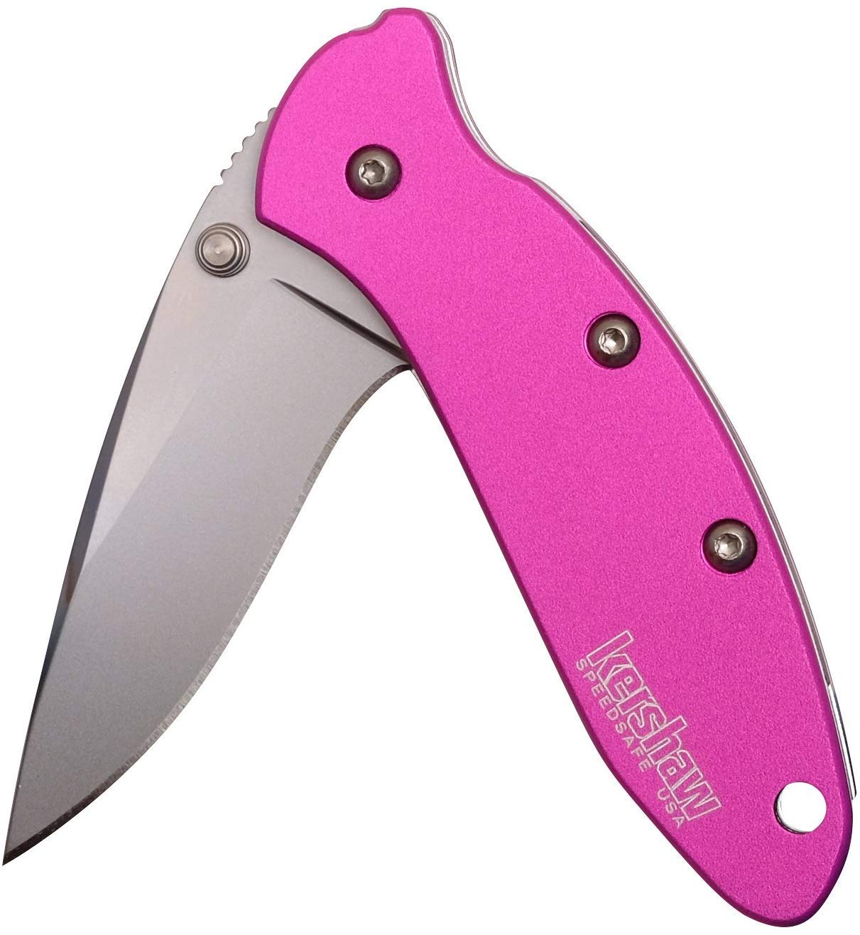 Kershaw Pink Chive Pocket Knife, 1.9" 420HC Steel Blade, 410 Stainless Steel Handle, Assisted Opening with Flipper, Small EDC