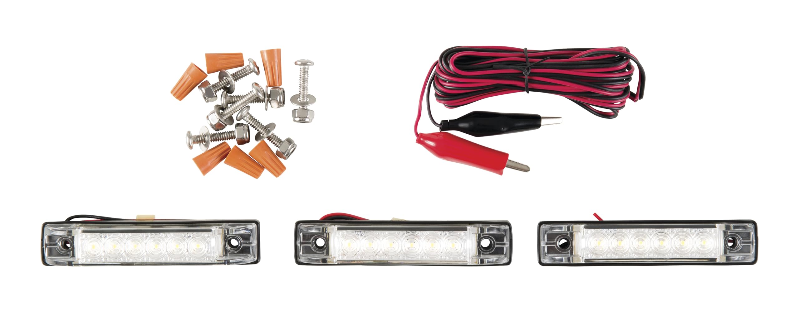 CLAM Sled Lights 9034 – Waterproof LED Light Kit with Mounting Hardware & Battery Clips – 3 Super Bright Pods for Portable & Permanent Fish Houses – Hands-Free Ice Fishing Illumination