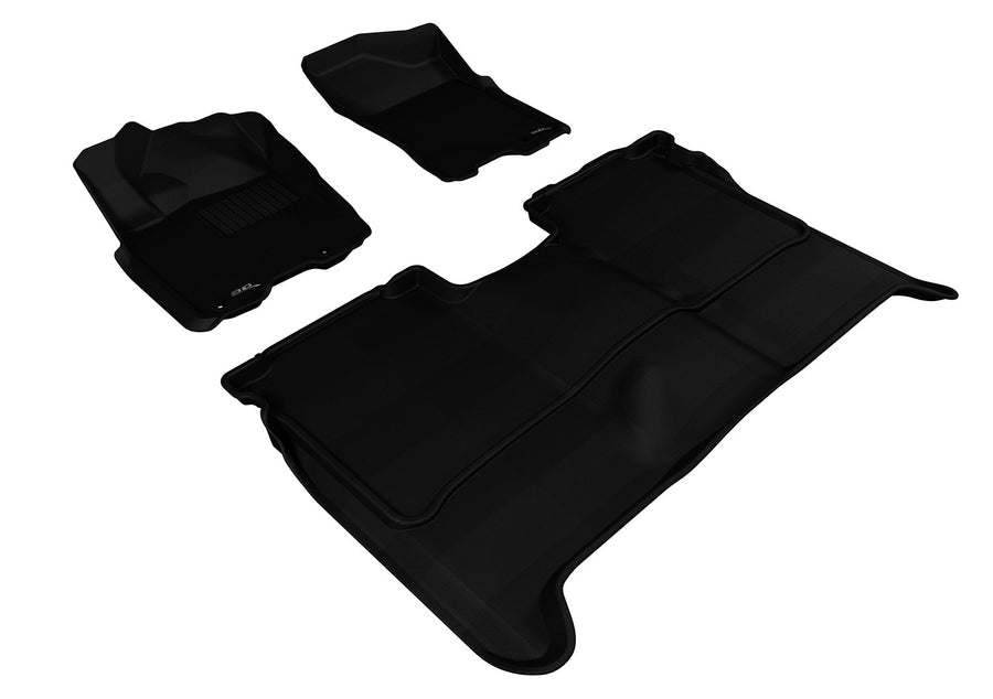 Custom Fit 3D MAXpider Complete Floor Mat Set for Select Nissan Titan Crew Cab Models - Kagu Rubber (Black)