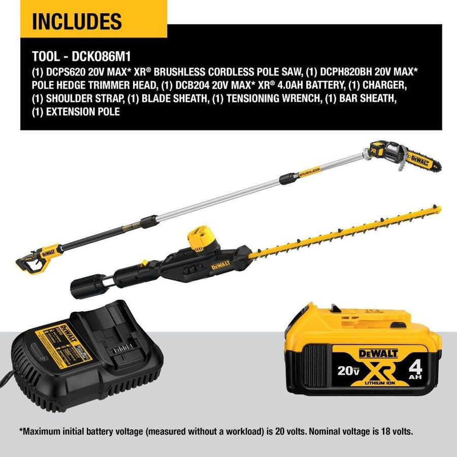 DEWALT 20V MAX* Cordless Pole Saw and Pole Hedge Trimmer Combo Kit DCKO86M1
