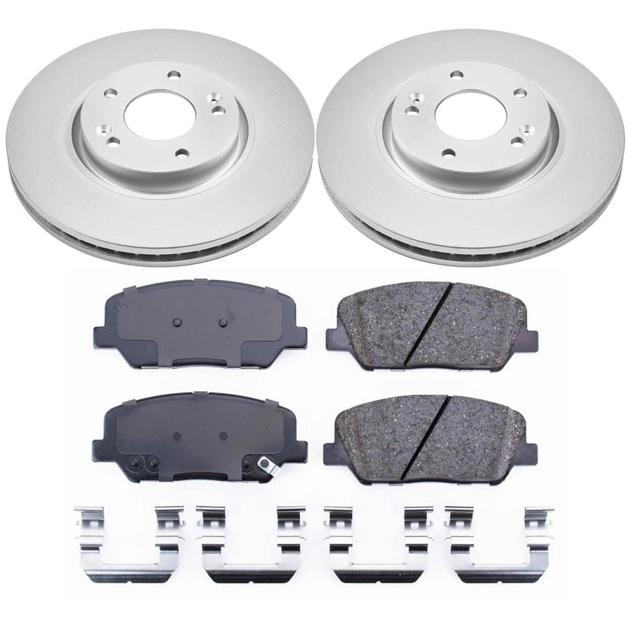 Coated Brake Rotor & Ceramic Brake Pads Power Stop CRK6306- front For Hyundai Veloster 2013-2015 [Model Specific]