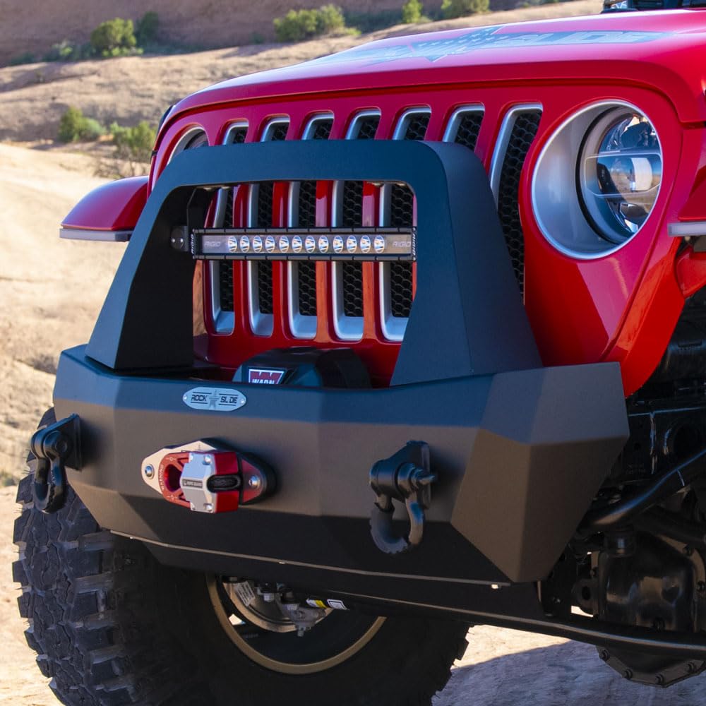 Bull Bar Rock Slide Engineering For Rigid Series Front Bumper Only for Jeep, Black Powdercoat FB-JK-BB