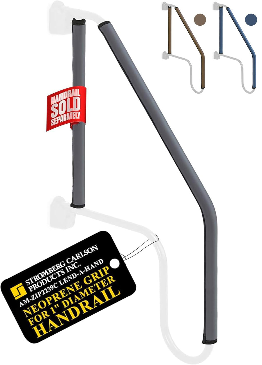 Stromberg Carlson Lend-A-Hand AM-ZIP2239C Zip Grip - RV Handrail Neoprene Grip Cover with Nylon Zipper - Machine Washable - Fits AM-533 Extended Assist Rail - Set of 22 & 39" (Charcoal)