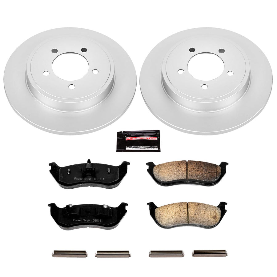 Power Stop Coated Brake Rotor CRK3150 & Ceramic Brake Pads- rear For Ford Explorer 2002-2005, Mercury Mountaineer 2002-2006 [Model Specific]