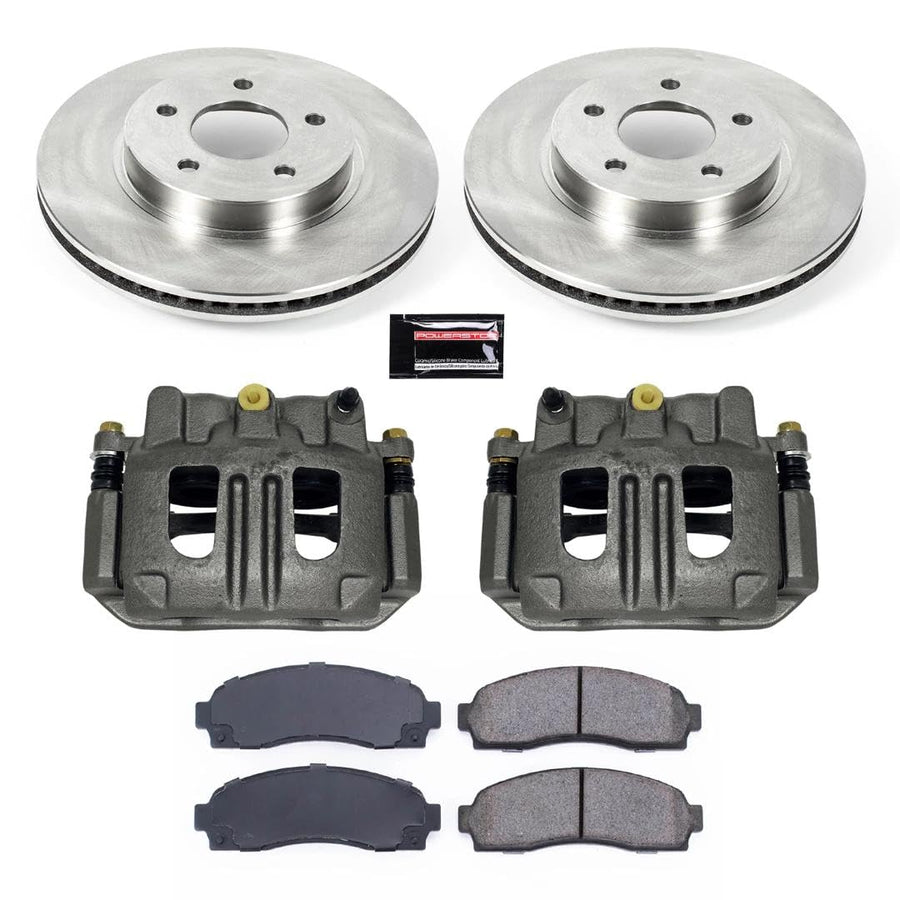 Power Stop Autospeciality KCOE1576 Replacement Front Caliper Kit- OE Rotors, Ceramic Brake Pads, Calipers