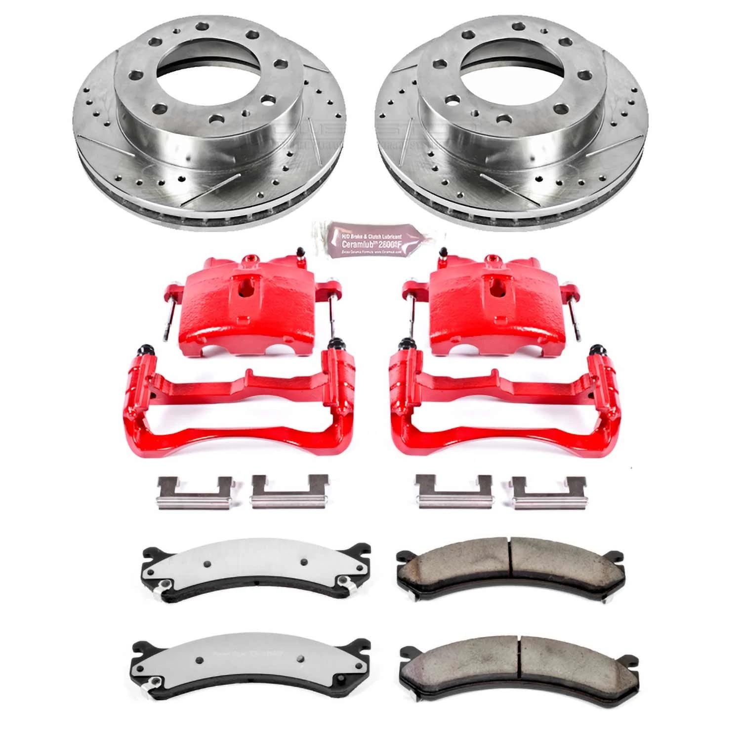 Power Stop Front Brake Kit KC2071-36 with Calipers Drilled and Slotted Brake Rotors and Pads For Express Van 3500 | Silverado 2500HD 3500HD | Savana 3500 Sierra 2500HD 3500HD [Application Specific]