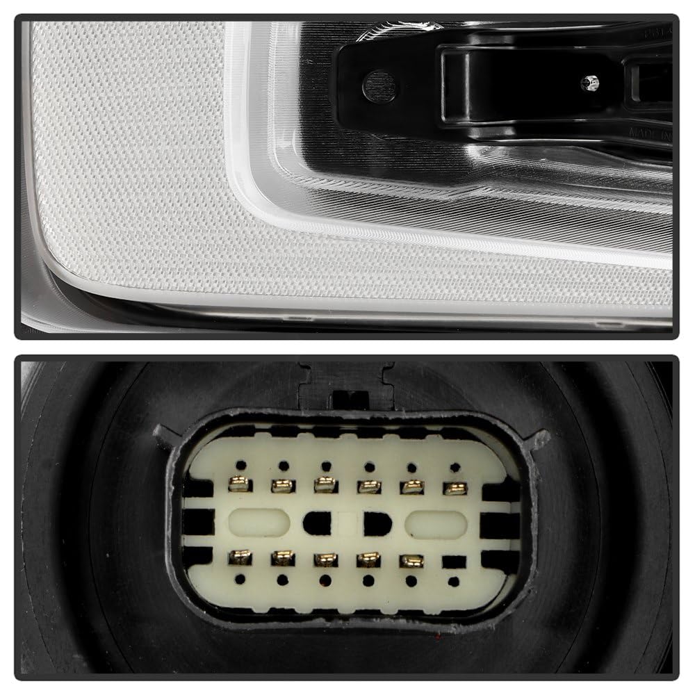 Chevy Silverado 22-24 1500 (ZR2 White LED DRL) Spyder LED Reflector (high Intensity) with LED Signature Curtain DRL and White Tracer Animation Black Bezel Headlight - OE Black Left