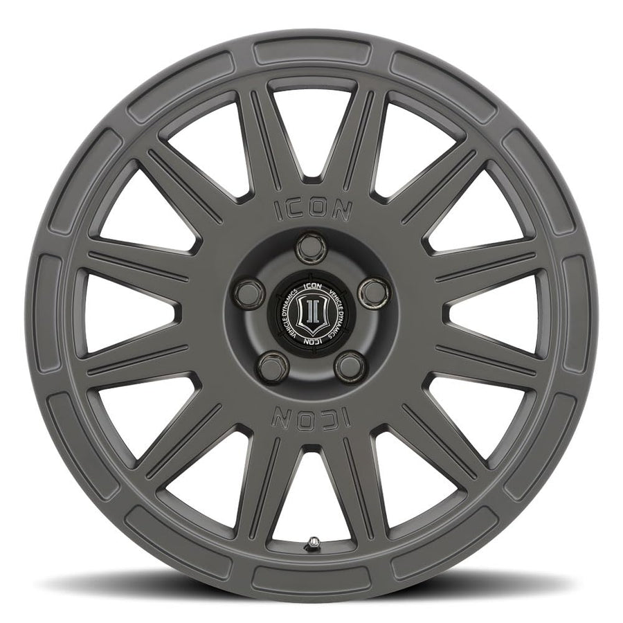 17 x 8/5 x 4.5 ICON Alloys Ricochet, Satin Black, 38mm Offset, 6" BS, 7017806560SB