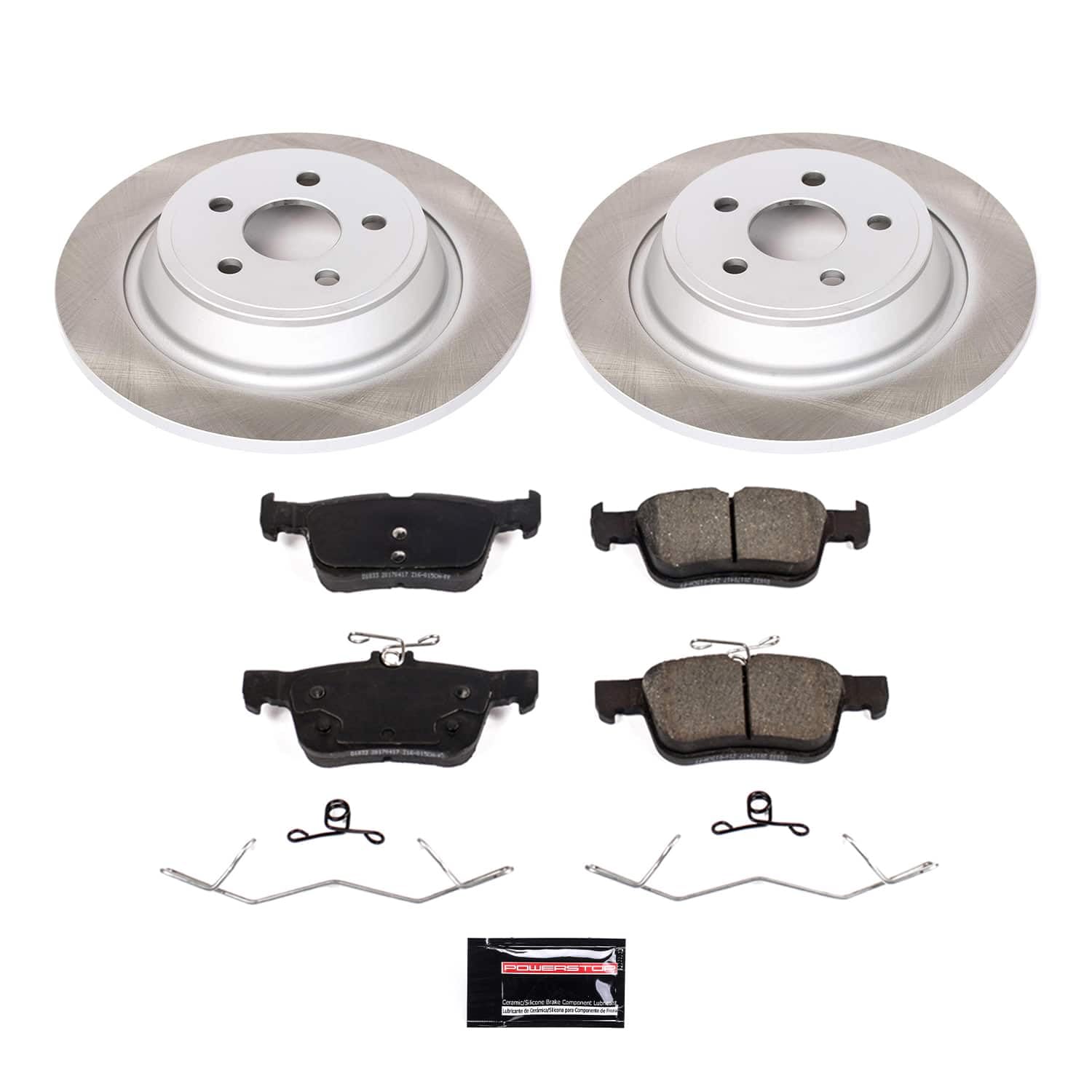 Power Stop SC7417 Brake Kit Rear With Semi-Coated Brake Rotors and Ceramic Brake Pads & Hardware For Edge, Fusion, Police Responder Hybrid, SSV Plug-In Hybrid, Continental, Nautilus [Model Specific]