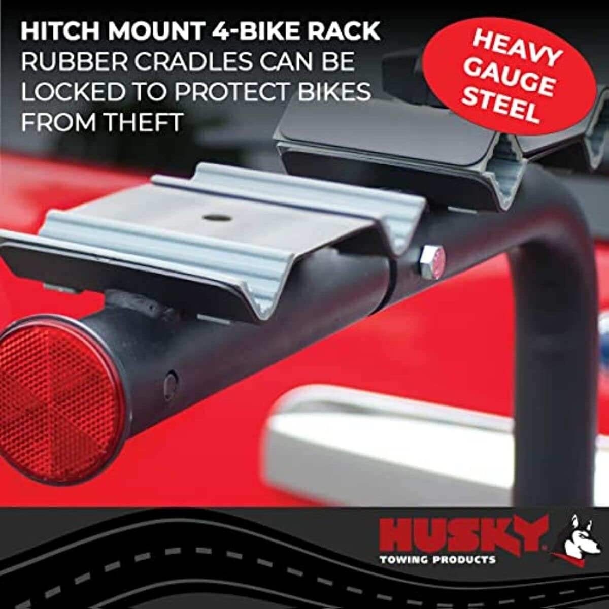 Bike Rack Husky Towing 81147 2 Inch Receiver Hitch Mount Holds 4 Bikes 120 lb Capacity Cradle System Black Powder Coated Steel