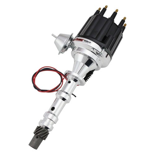 Pertronix D101710 Flame-Thrower Vacuum Advance Plug and Play Black Male Cap Billet Electronic Distributor with Ignitor II Technology for Chevrolet 409